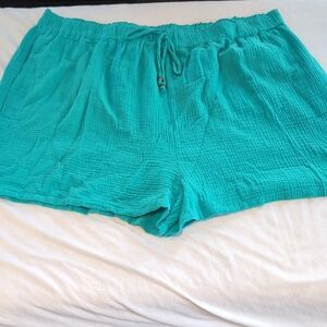 NWT Women's Size 3X Grace & Karma Elastic/ Drawstring 100% Cotton Gauze Shorts